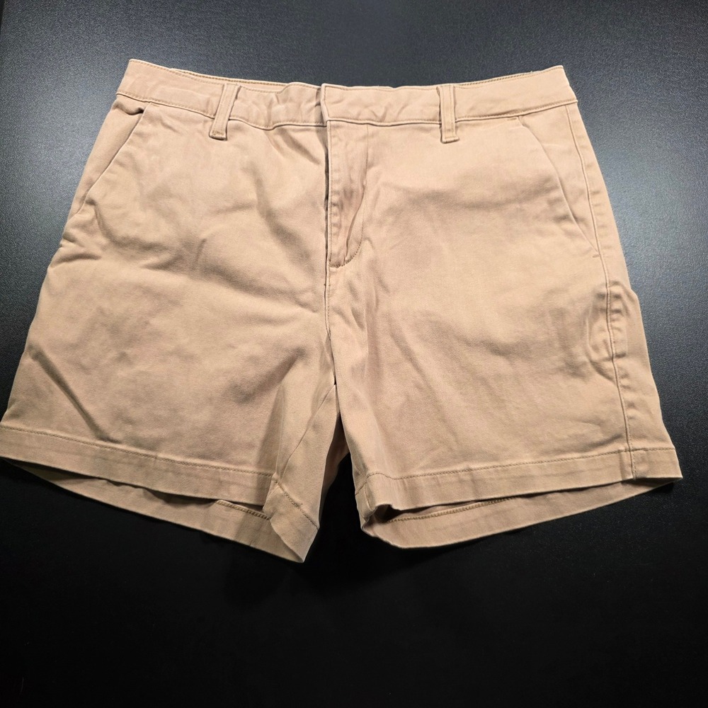Banana Republic Womens Tan Khaki Chino Shorts Size 12 Cotton Blend Stretch 5in